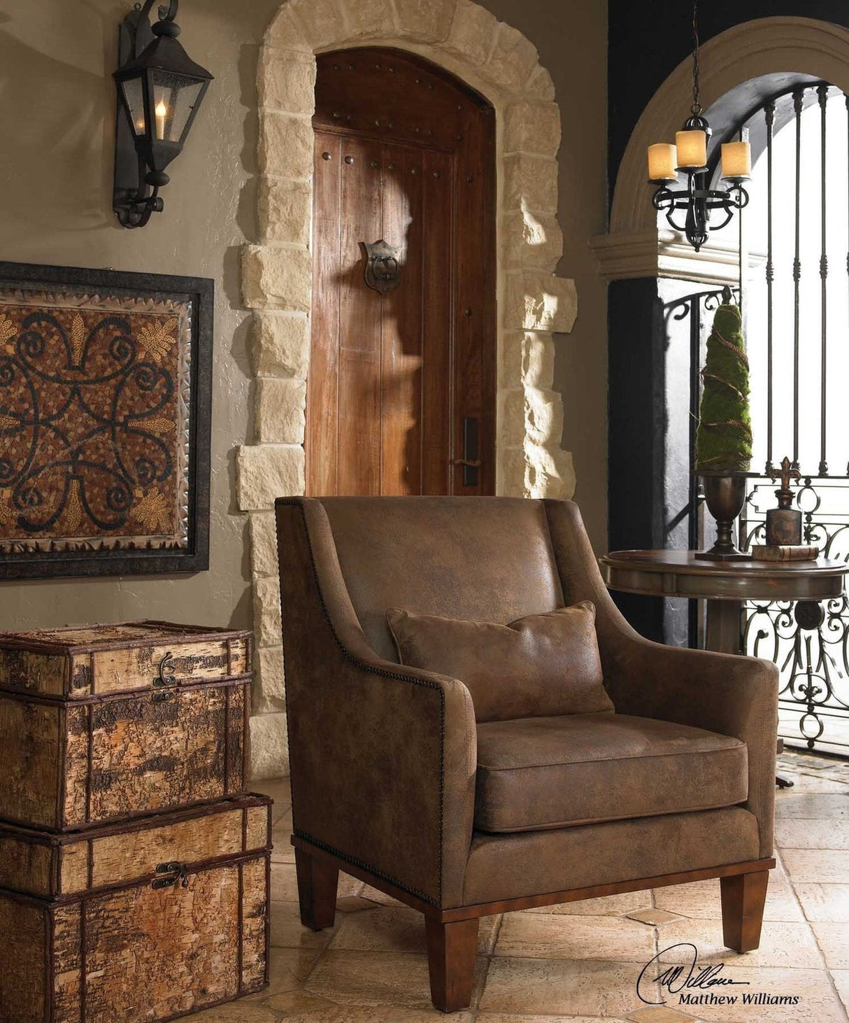 Uttermost Clay Leather Armchair - Home Elegance USA