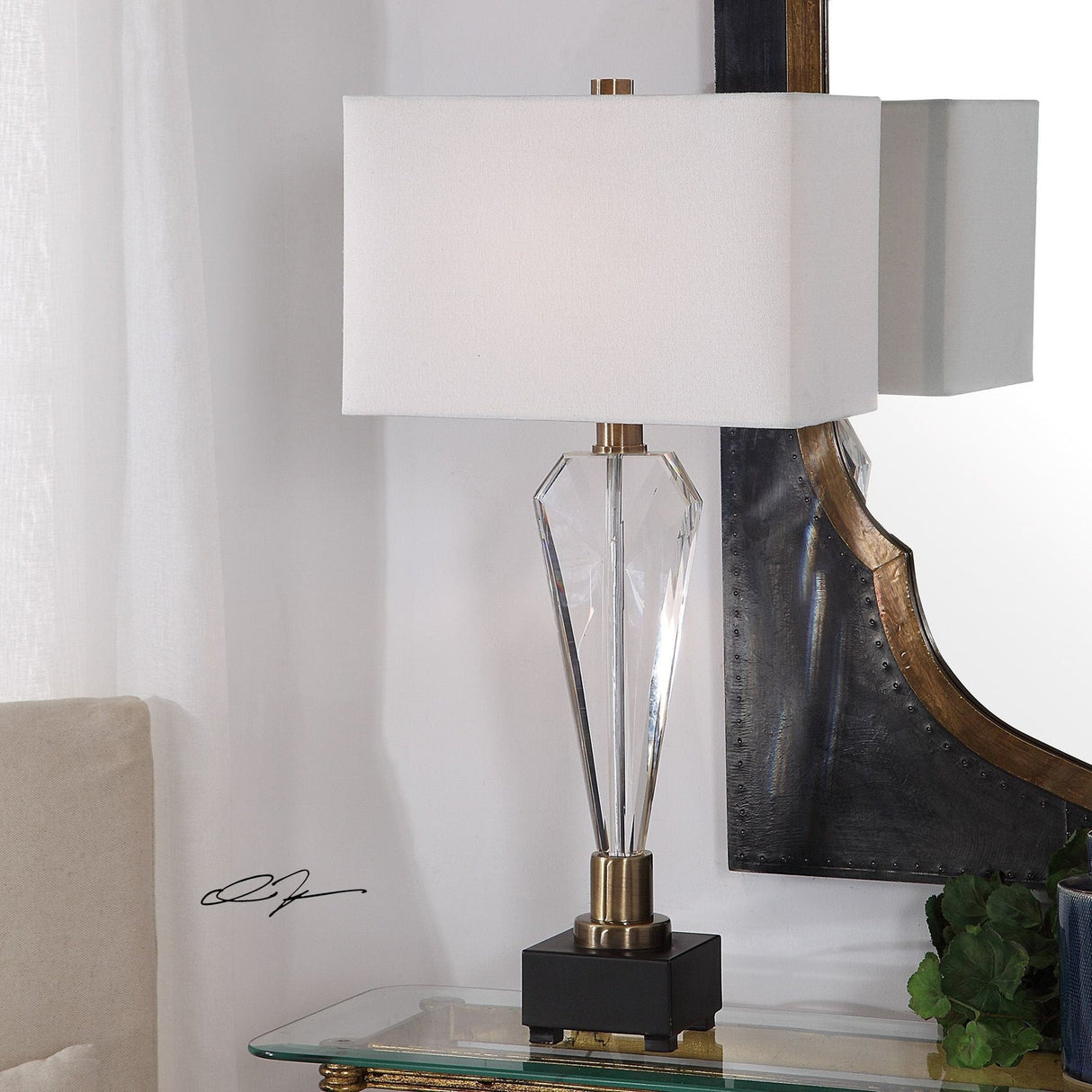 Uttermost Cora Geometric Crystal Table Lamp - Home Elegance USA