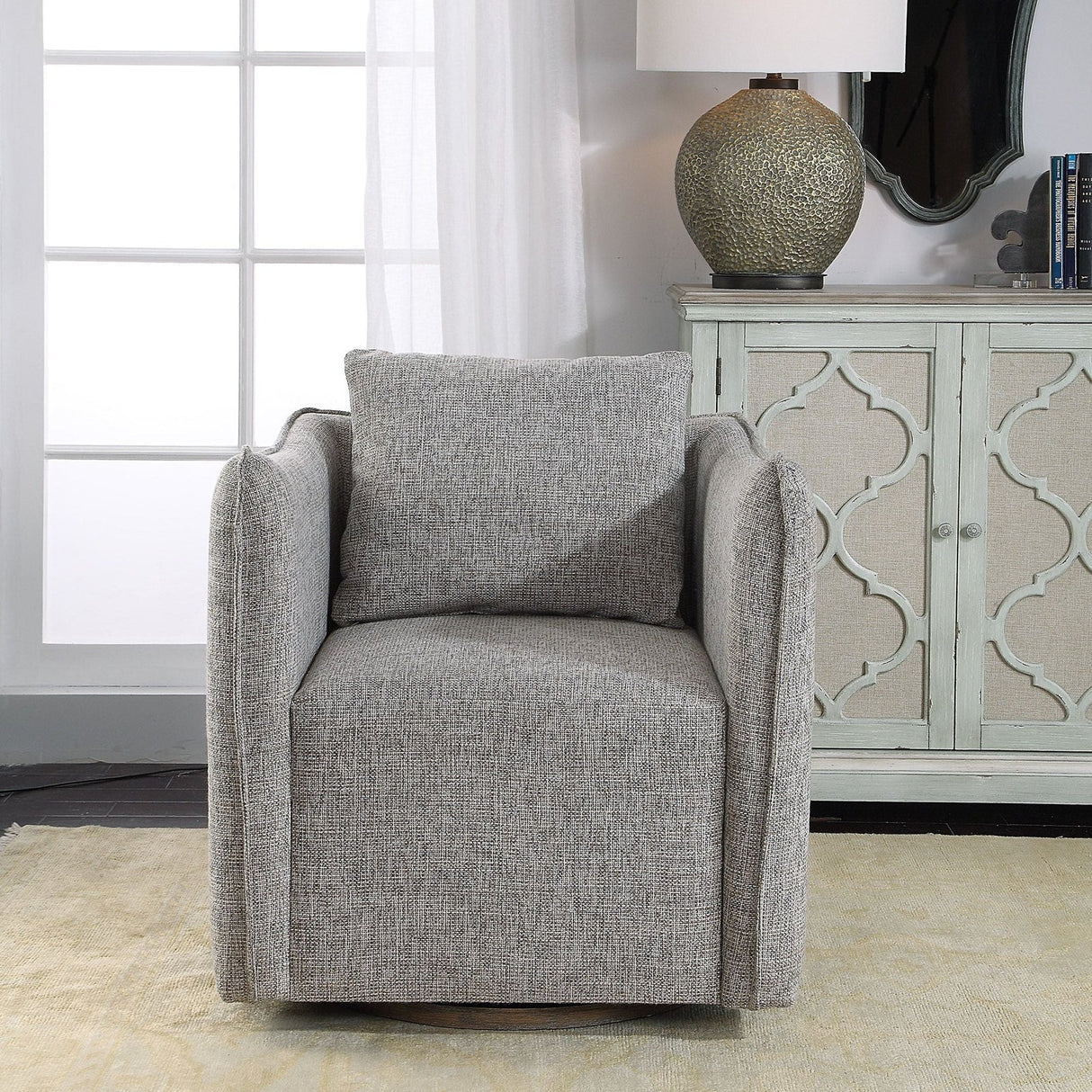 Uttermost Corben Gray Swivel Chair - Home Elegance USA