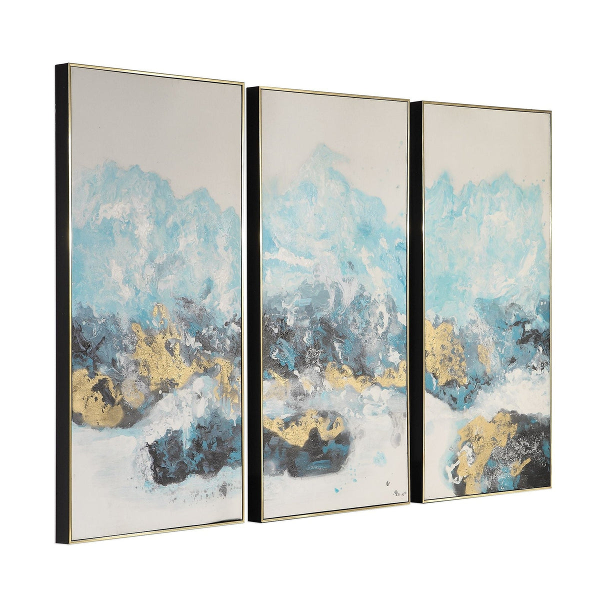 Uttermost Crashing Waves Abstract Art - Set Of 3 - Home Elegance USA