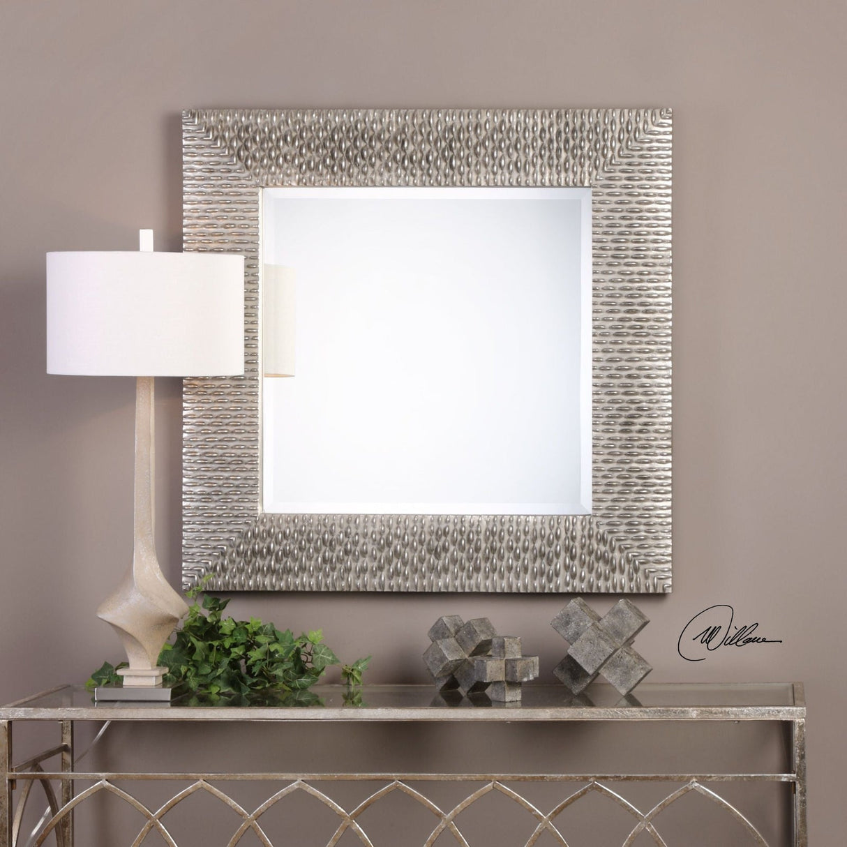 Uttermost Cressida Distressed Silver Square Mirror - Home Elegance USA