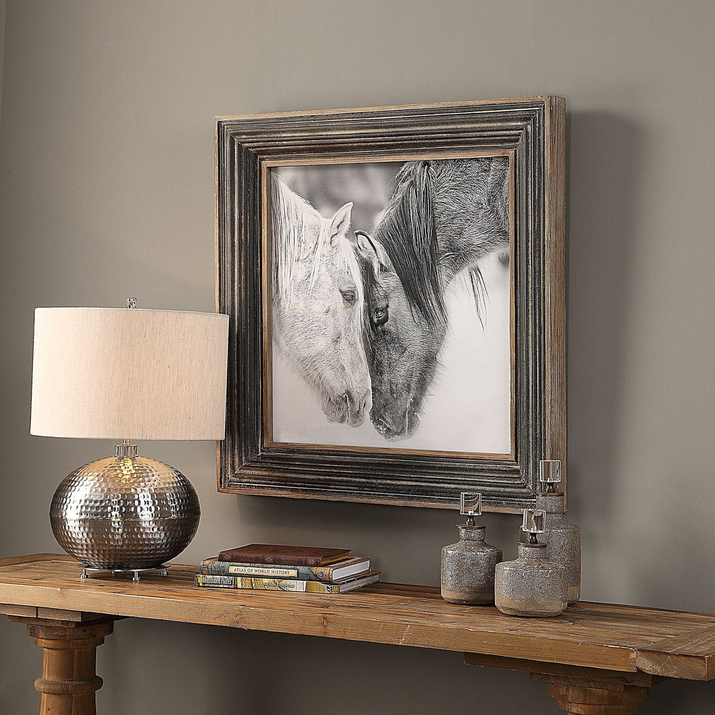Uttermost Custom Black And White Horses Print - Home Elegance USA