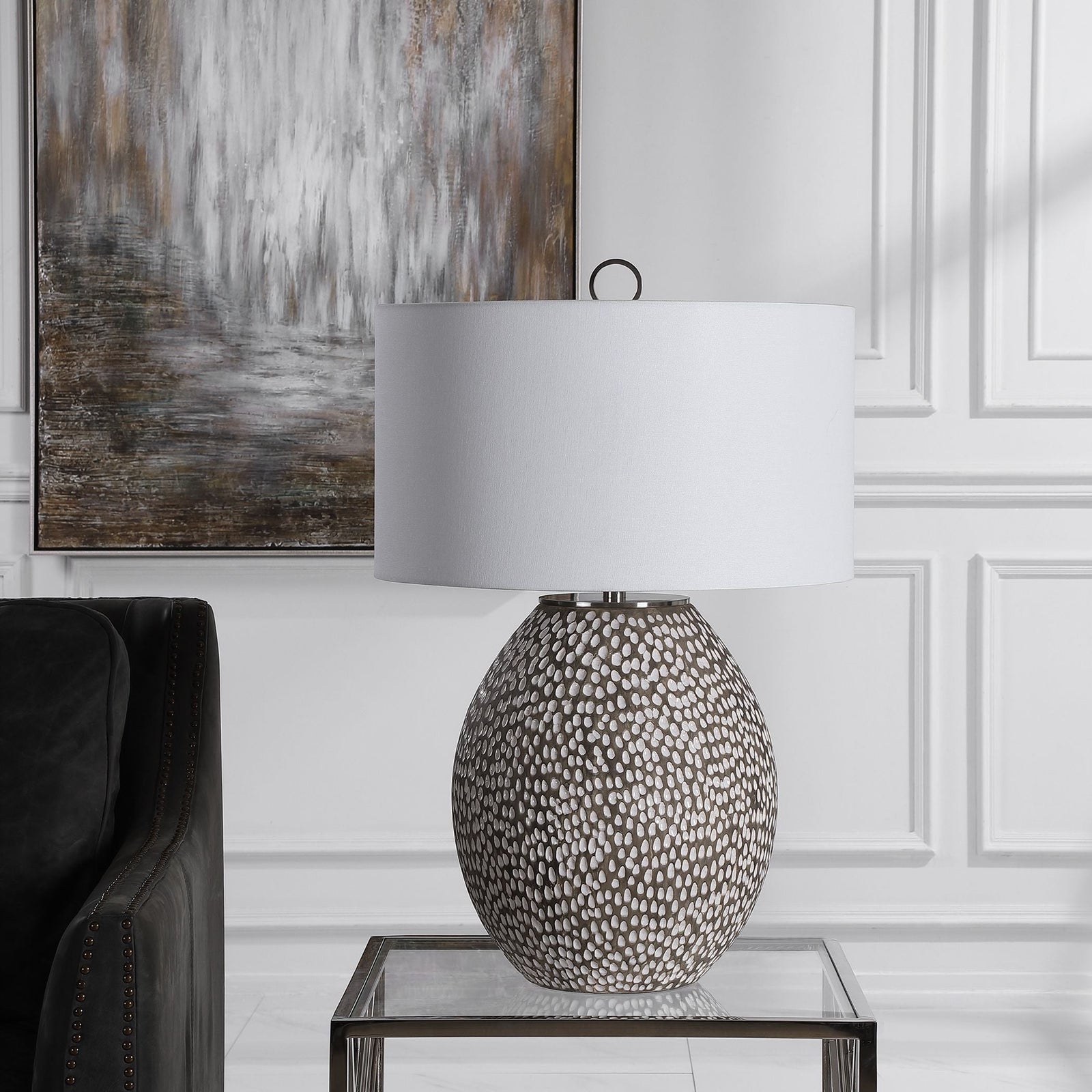 Uttermost Cyprien Gray White Table Lamp - Home Elegance USA