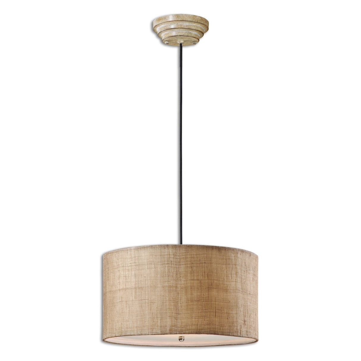 Uttermost Dafina 3 Light Burlap Drum Pendant - Home Elegance USA