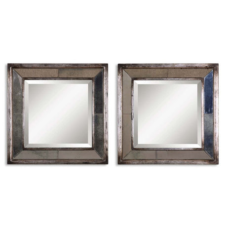 Uttermost Davion Squares Silver Mirror - Set Of 2 - Home Elegance USA