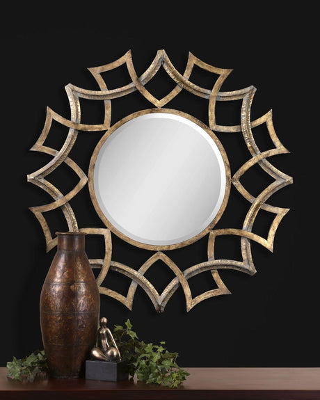 Uttermost Demarco Round Antique Gold Mirror - Home Elegance USA