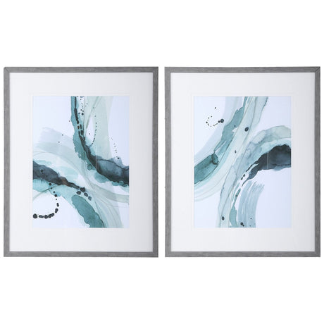 Uttermost Depth Abstract Watercolor Prints - Set Of 2 - Home Elegance USA