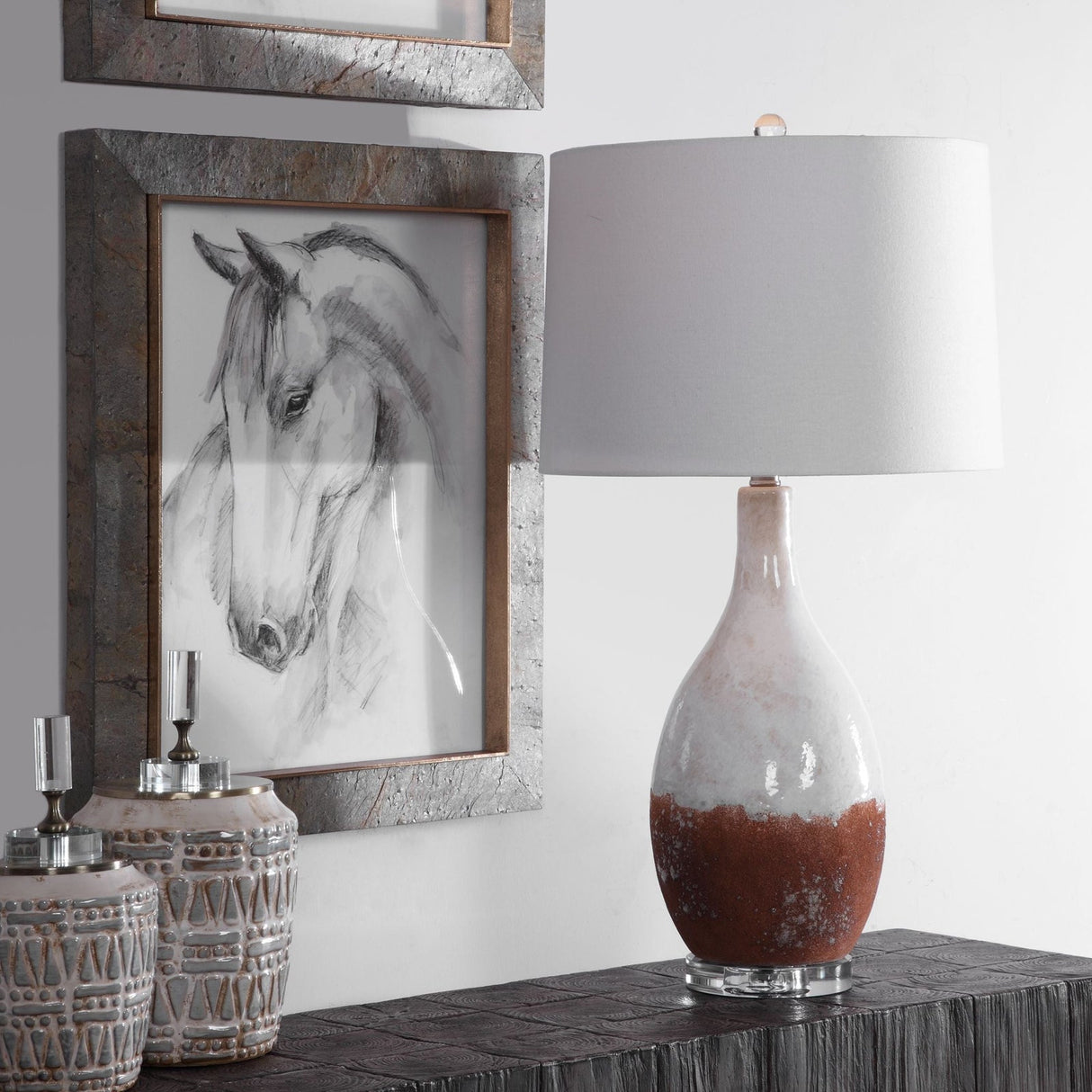 Uttermost Durango Rust White Table Lamp - Home Elegance USA