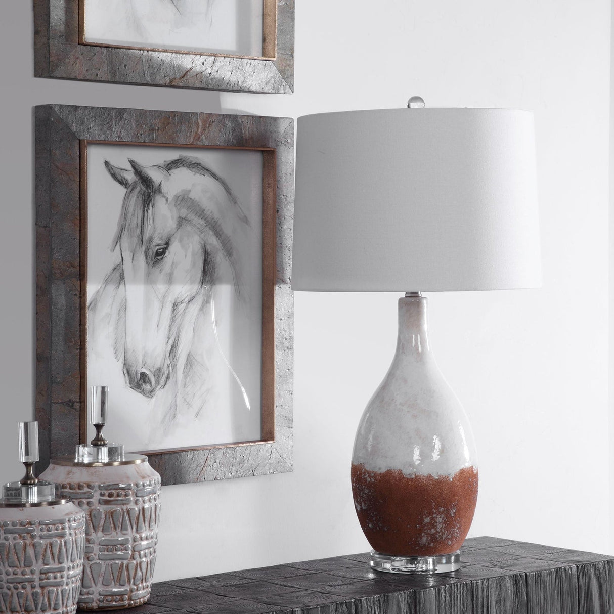 Uttermost Durango Rust White Table Lamp - Home Elegance USA