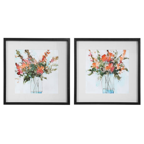 Uttermost Fresh Flowers Watercolor Prints - Set Of 2 - Home Elegance USA