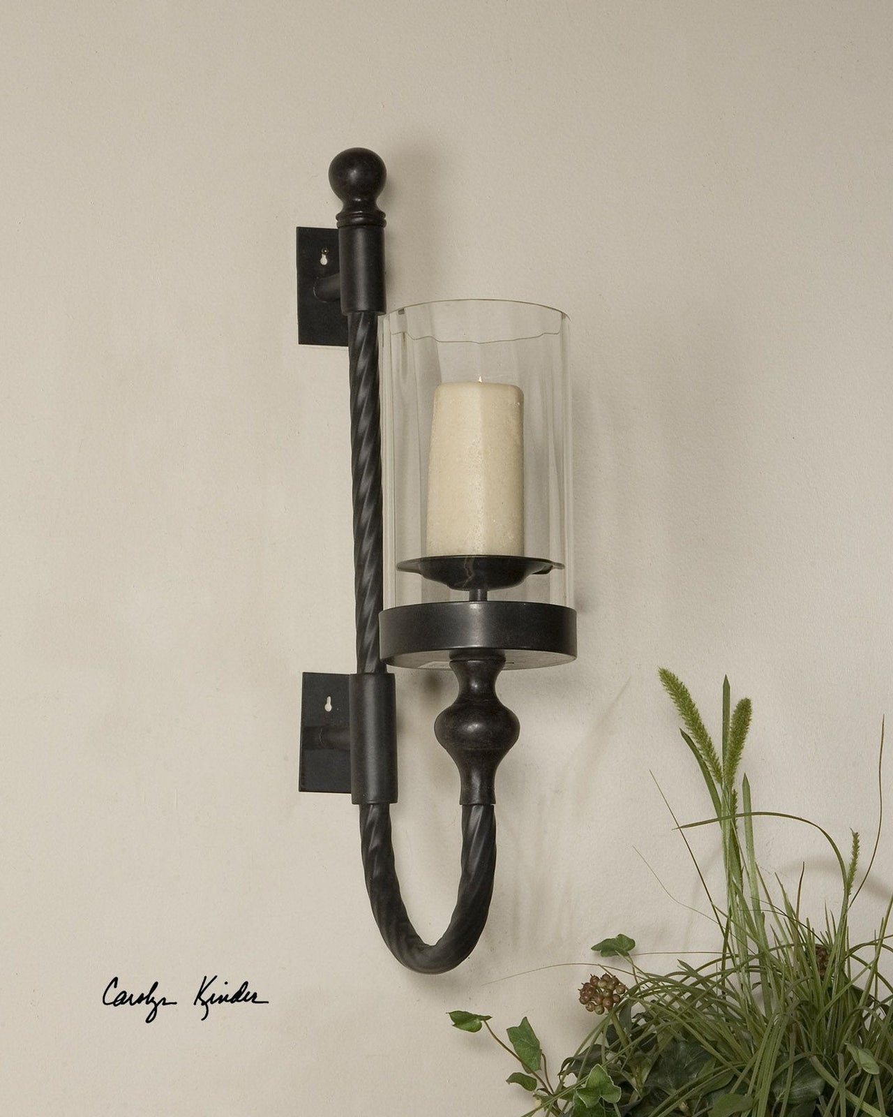 Uttermost Garvin Twist Metal Sconce With Candle - Home Elegance USA