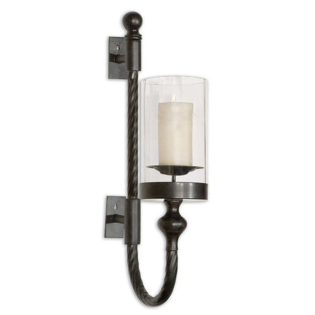 Uttermost Garvin Twist Metal Sconce With Candle - Home Elegance USA