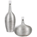 Uttermost Gatsby Silver Ribbed Bottles - Set Of 2 - Home Elegance USA