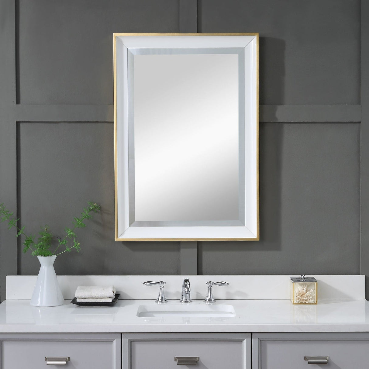 Uttermost Gema White Mirror - Home Elegance USA