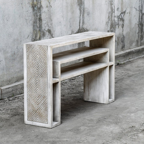 Uttermost Genara Bone White Carved Console Table - Home Elegance USA