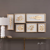 Uttermost Golden Leaves Shadow Box - Set Of 6 - Home Elegance USA