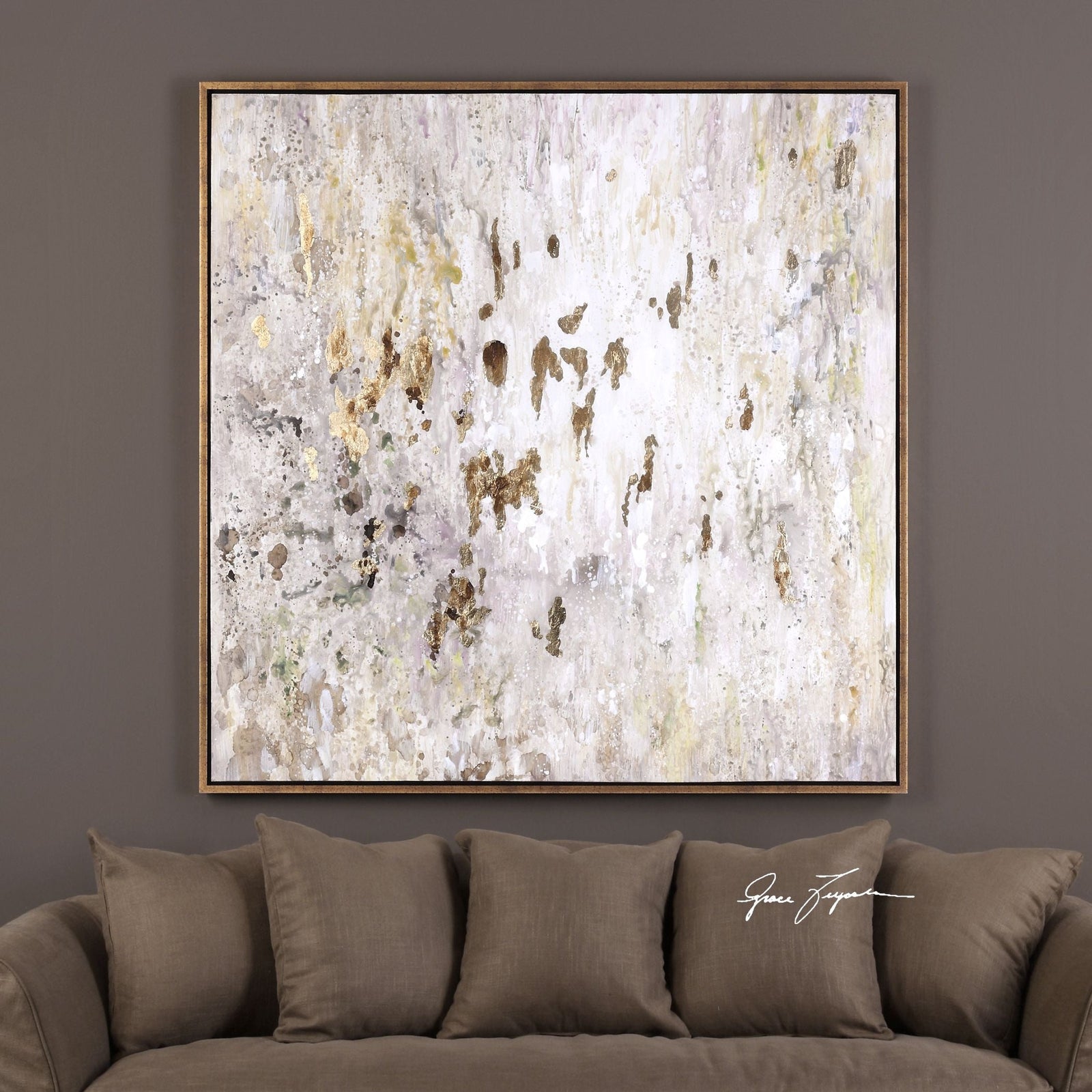 Uttermost Golden Raindrops Modern Abstract Art - Home Elegance USA