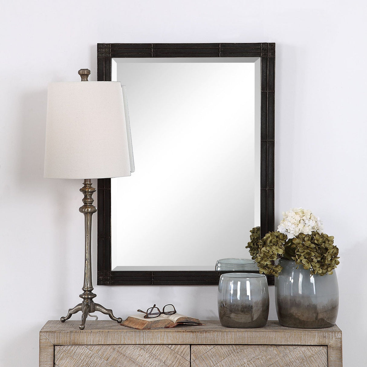 Uttermost Gower Aged Black Vanity Mirror - Home Elegance USA