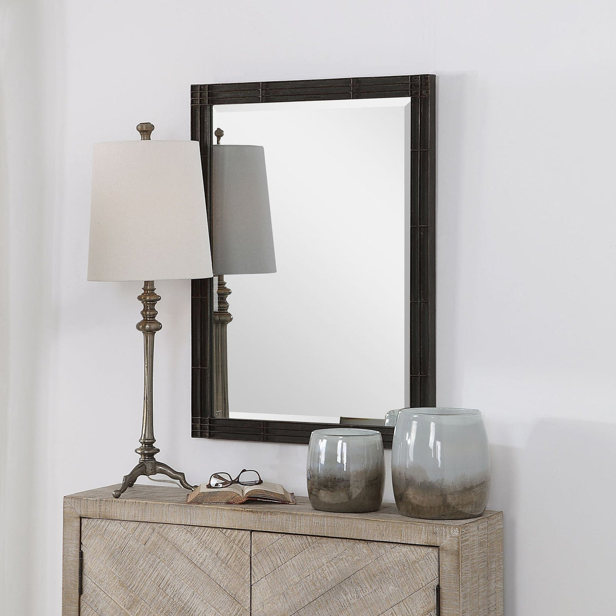 Uttermost Gower Aged Black Vanity Mirror - Home Elegance USA