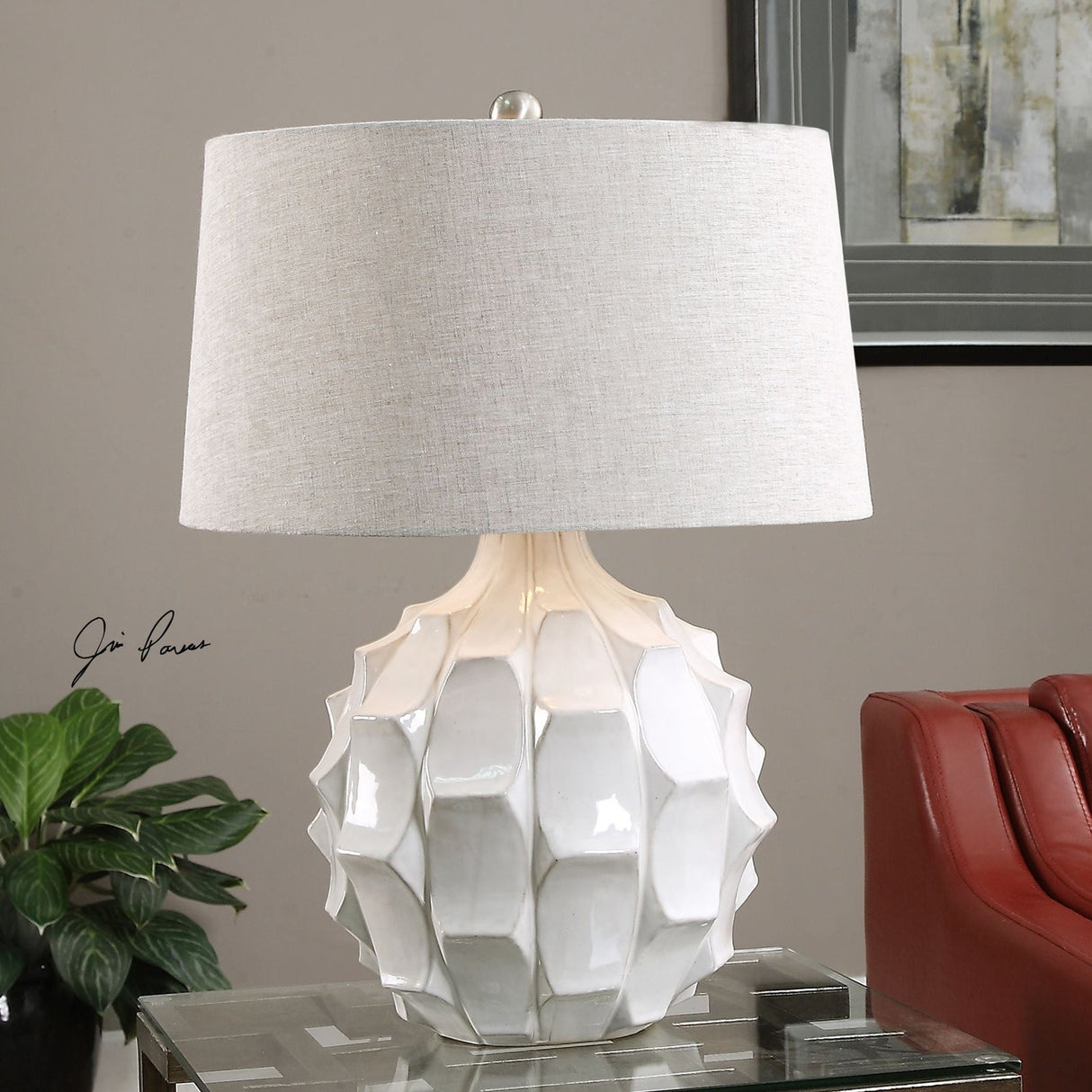 Uttermost Guerina Scalloped White Lamp - Home Elegance USA