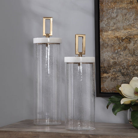 Uttermost Hayworth Seeded Glass Containers - Set Of 2 - Home Elegance USA
