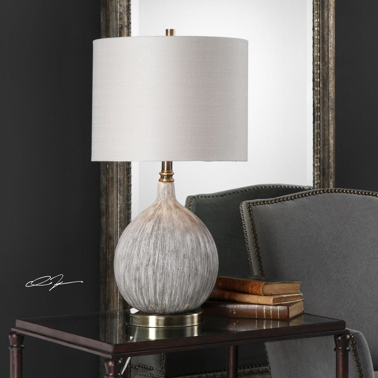 Uttermost Hedera Textured Ivory Table Lamp - Home Elegance USA