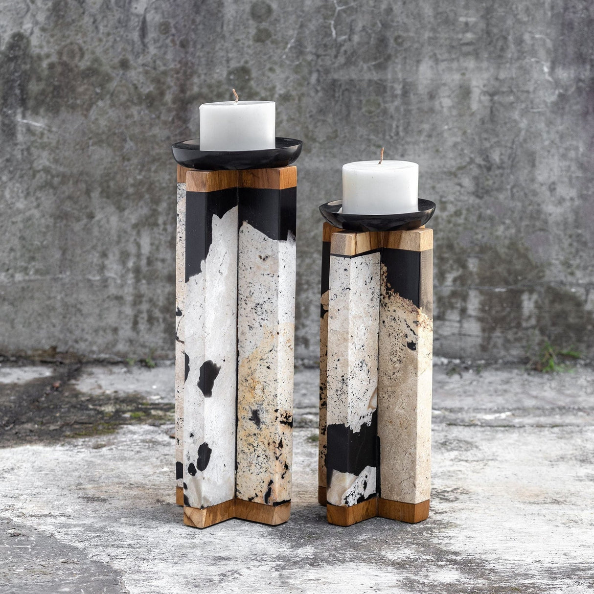 Uttermost Illini Stone Candleholders - Set Of 2 - Home Elegance USA