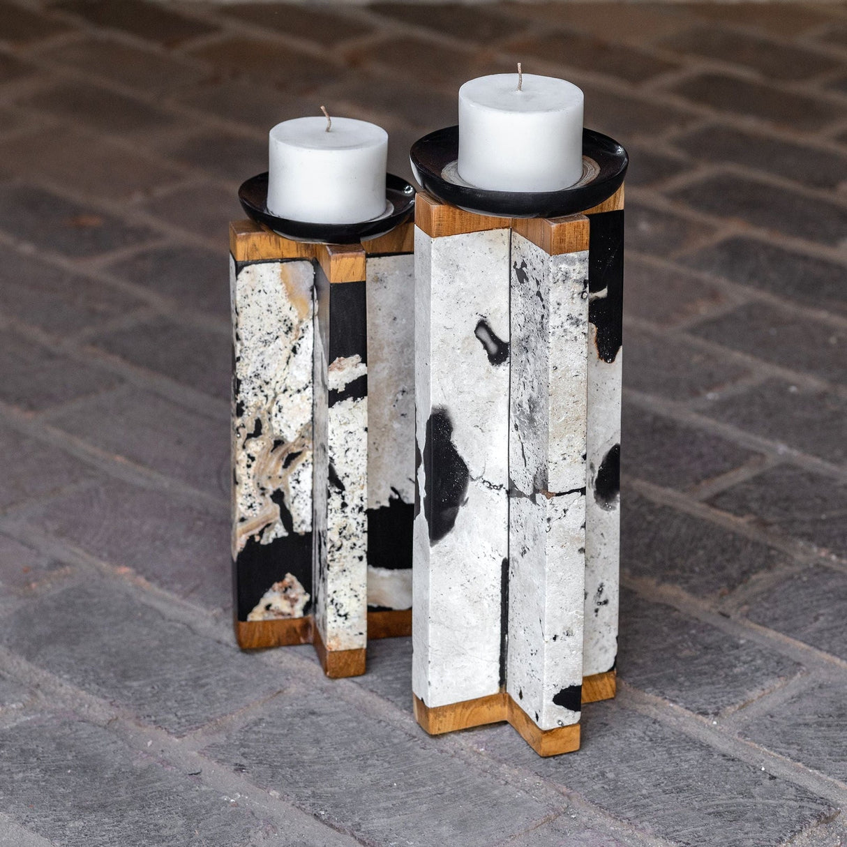 Uttermost Illini Stone Candleholders - Set Of 2 - Home Elegance USA