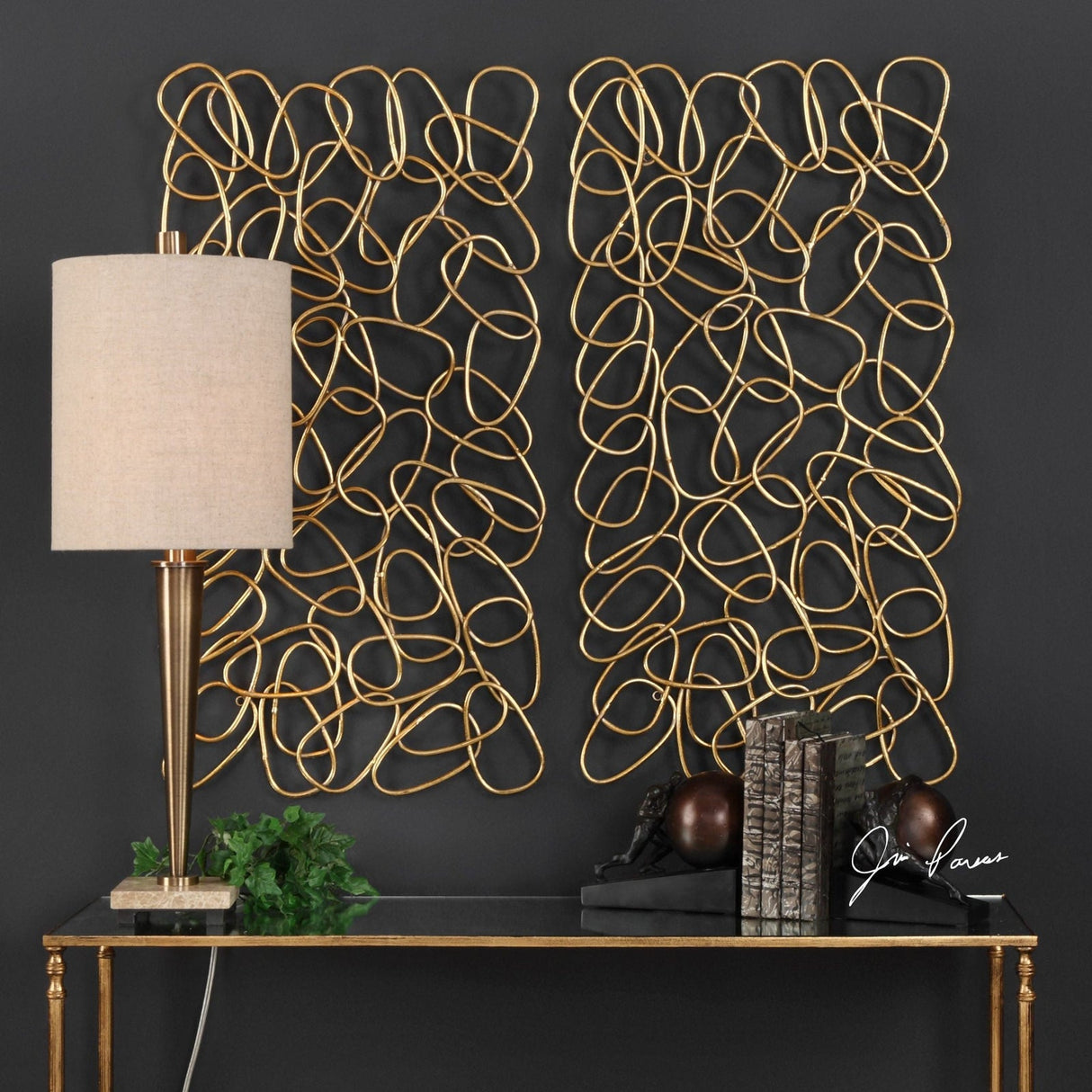 Uttermost In The Loop Gold Wall Art - Set Of 2 - Home Elegance USA
