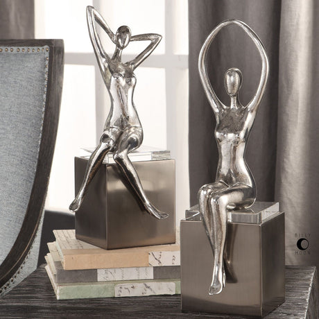 Uttermost Jaylene Silver Sculptures - Set Of 2 - Home Elegance USA