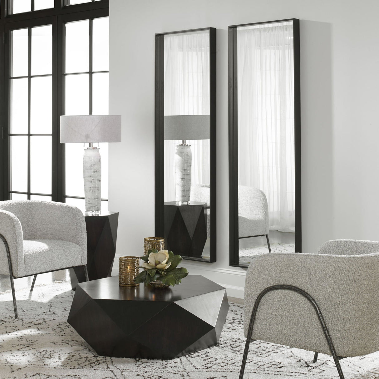 Uttermost Kahn Oversized Black Rectangular Mirror - Home Elegance USA