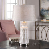 Uttermost Kansa Distressed White Table Lamp - Home Elegance USA
