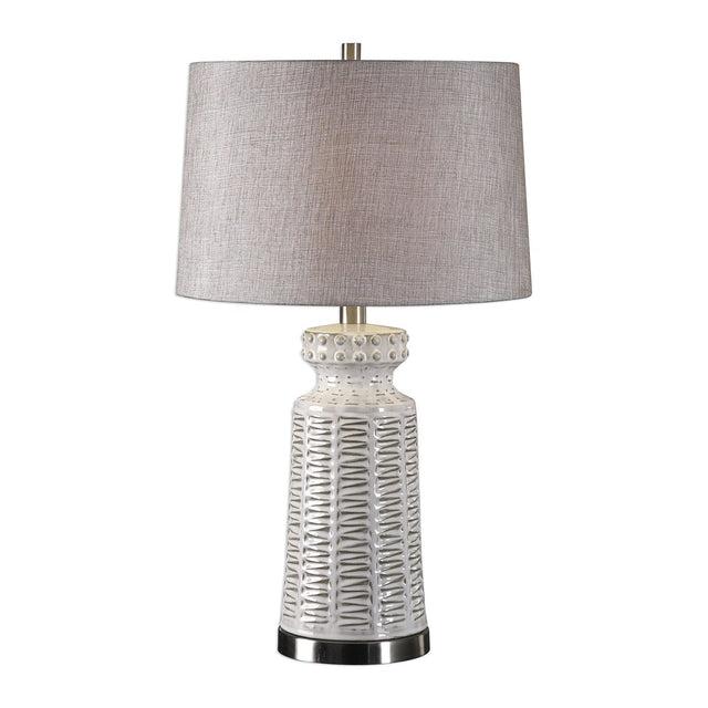 Uttermost Kansa Distressed White Table Lamp - Home Elegance USA