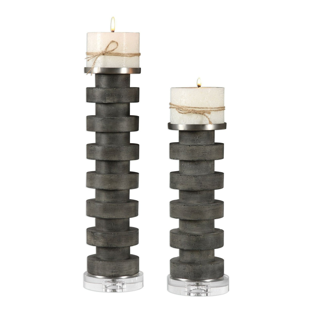 Uttermost Karun Concrete Candleholders - Set Of 2 - Home Elegance USA
