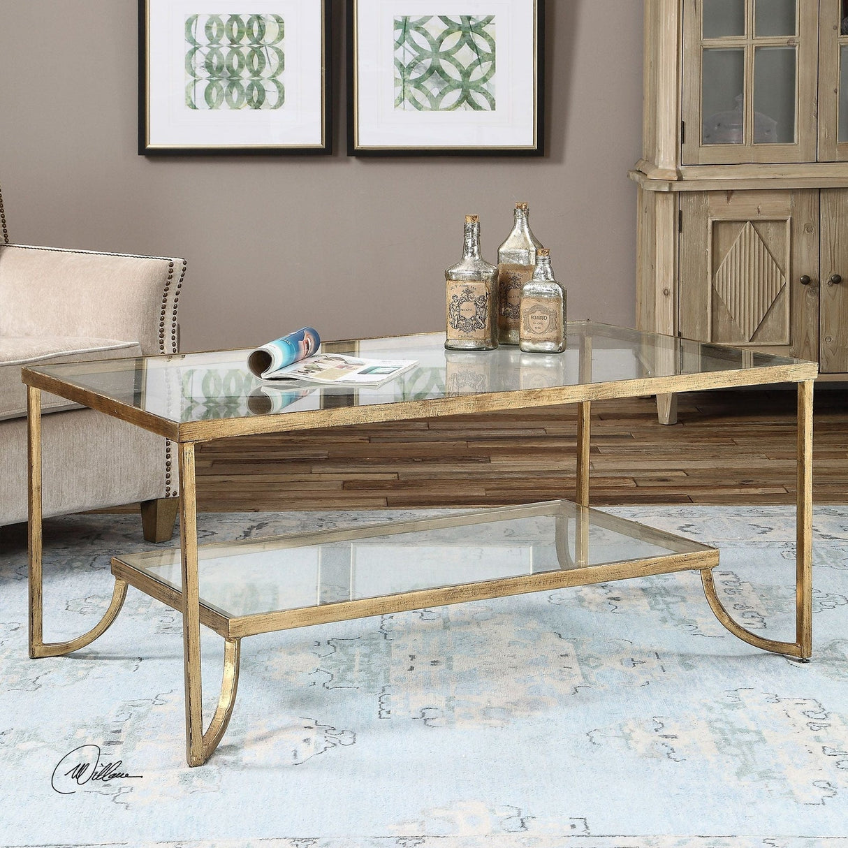 Uttermost Katina Gold Leaf Coffee Table - Home Elegance USA