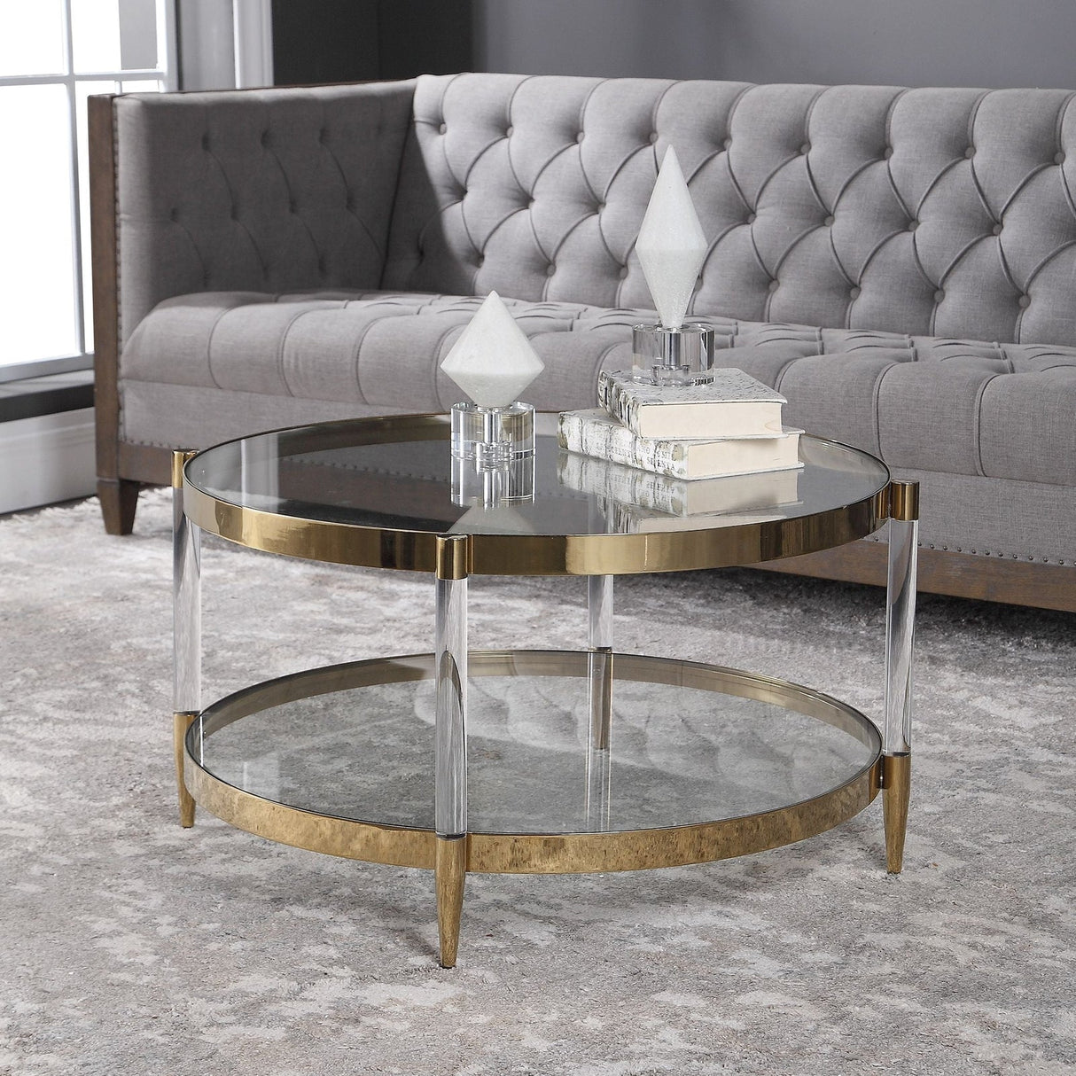 Uttermost Kellen Glass Coffee Table - Home Elegance USA