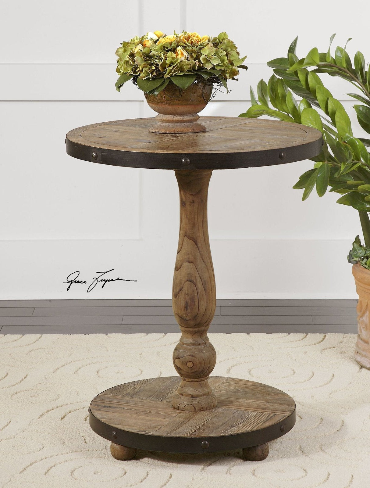 Uttermost Kumberlin Wooden Round Table - Home Elegance USA