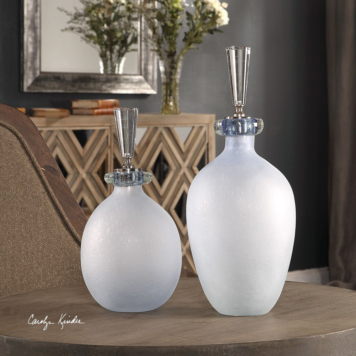 Uttermost Leah Bubble Glass Containers - Set Of 2 - Home Elegance USA