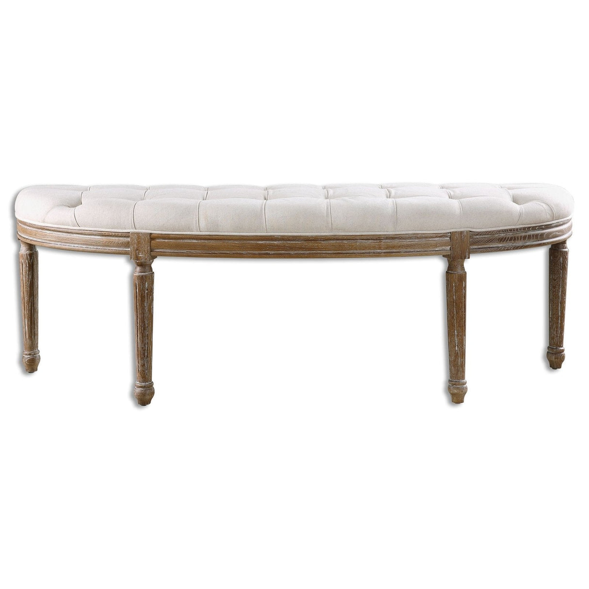 Uttermost Leggett Tufted White Bench - Home Elegance USA