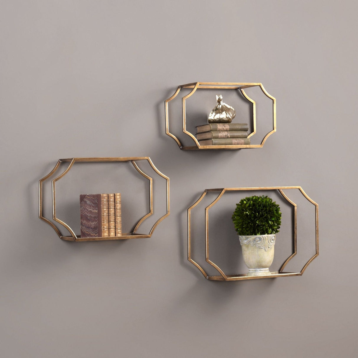 Uttermost Lindee Gold Wall Shelves - Set Of 3 - Home Elegance USA
