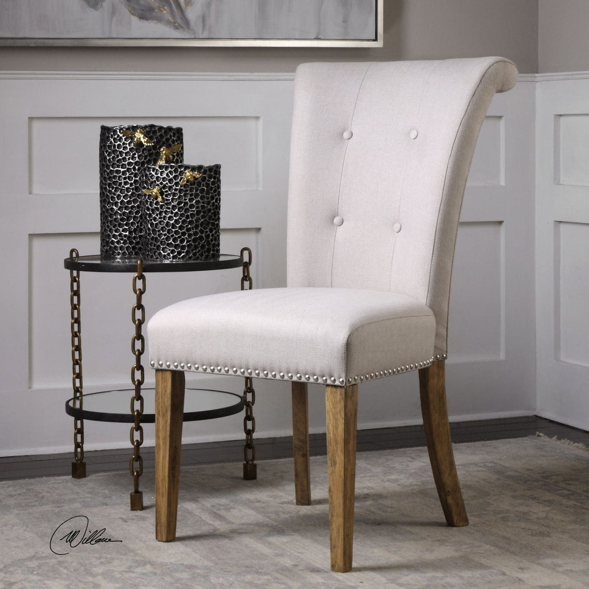 Uttermost Lucasse Oatmeal Dining Chair - Home Elegance USA