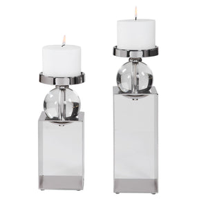 Uttermost Lucian Nickel Candleholders - Set Of 2 - Home Elegance USA