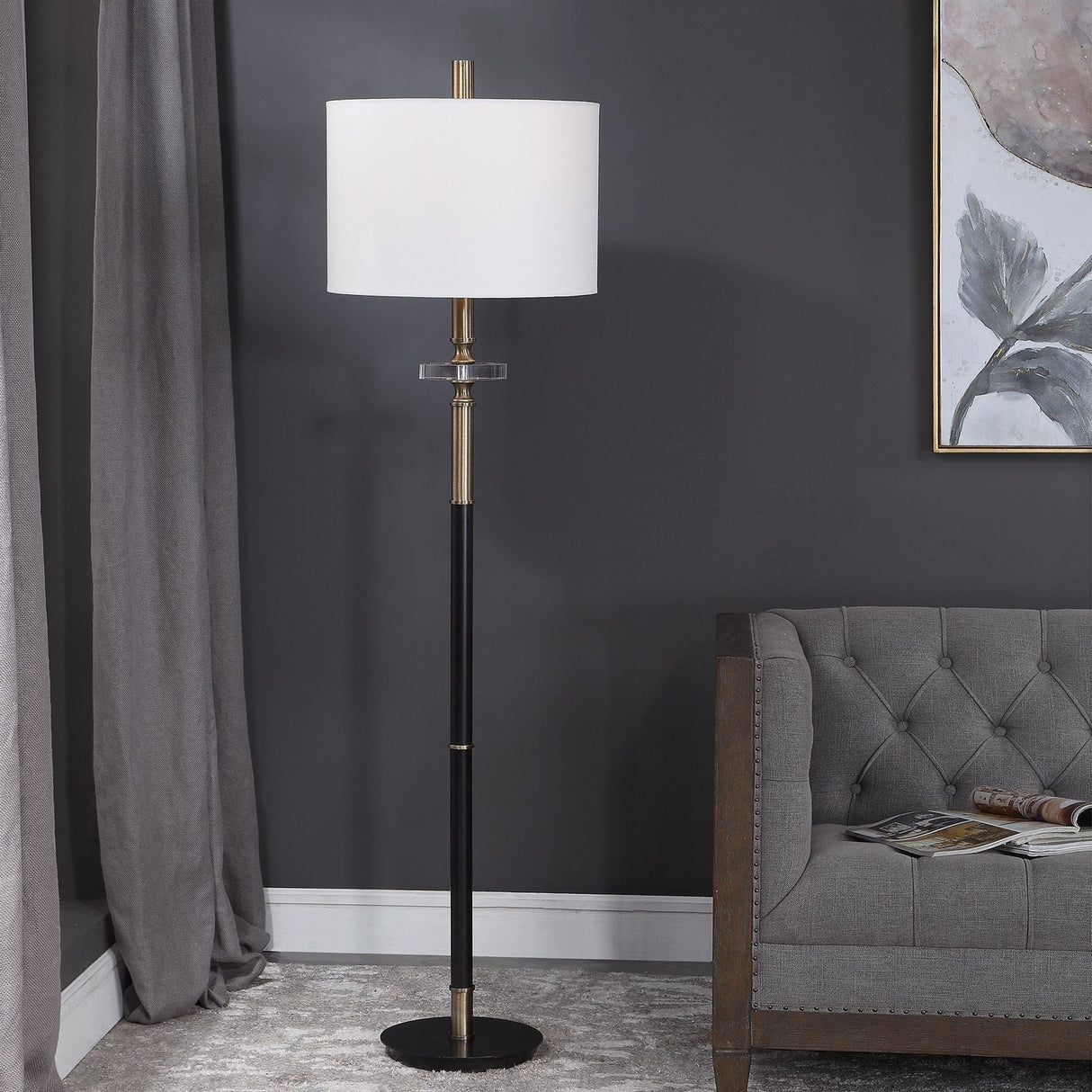 Uttermost Maud Aged Black Floor Lamp - Home Elegance USA