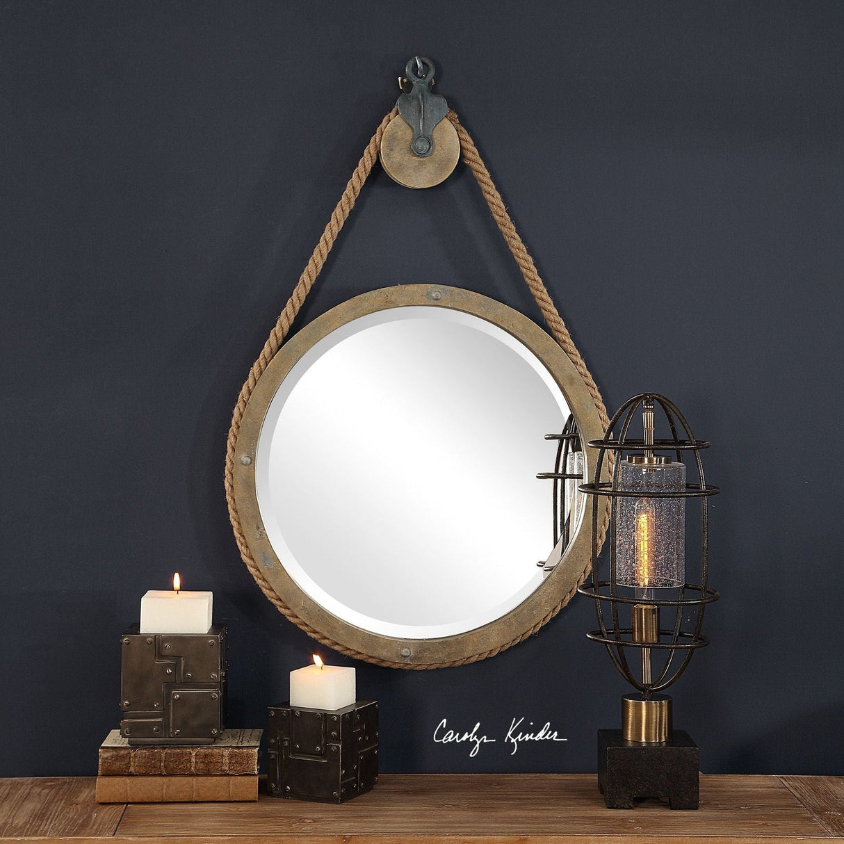 Uttermost Melton Round Pulley Mirror - Home Elegance USA