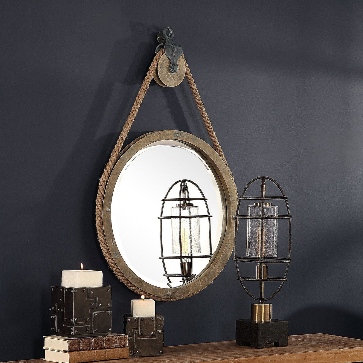 Uttermost Melton Round Pulley Mirror - Home Elegance USA