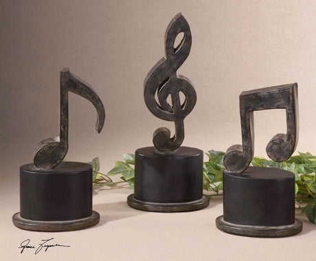 Uttermost Music Notes Metal Figurines - Set Of 3 - Home Elegance USA