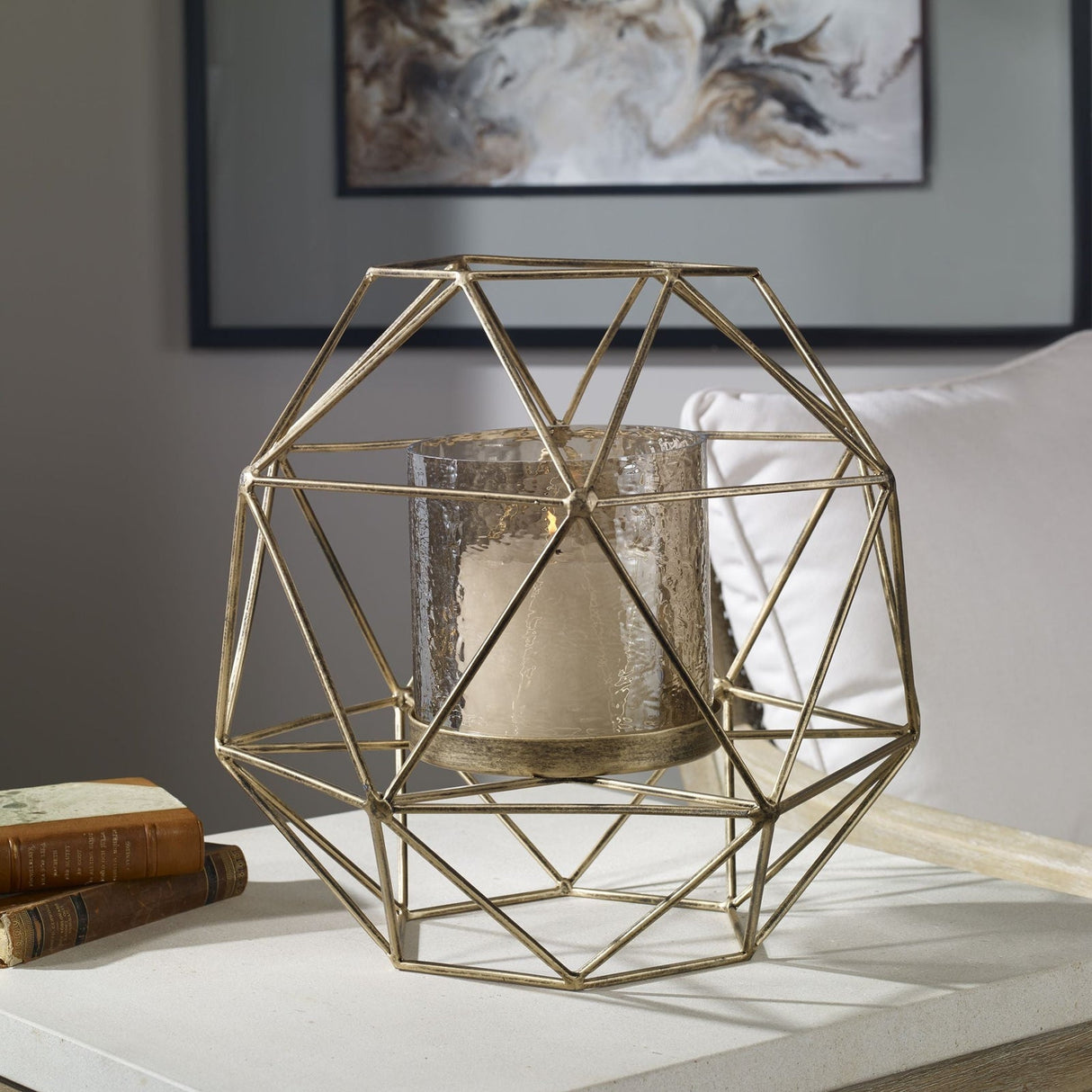 Uttermost Myah Geometric Gold Candleholder - Home Elegance USA