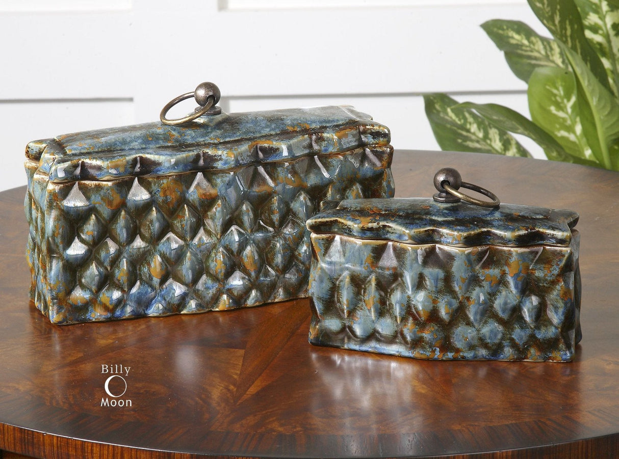 Uttermost Neelab Ceramic Containers - Set Of 2 - Home Elegance USA