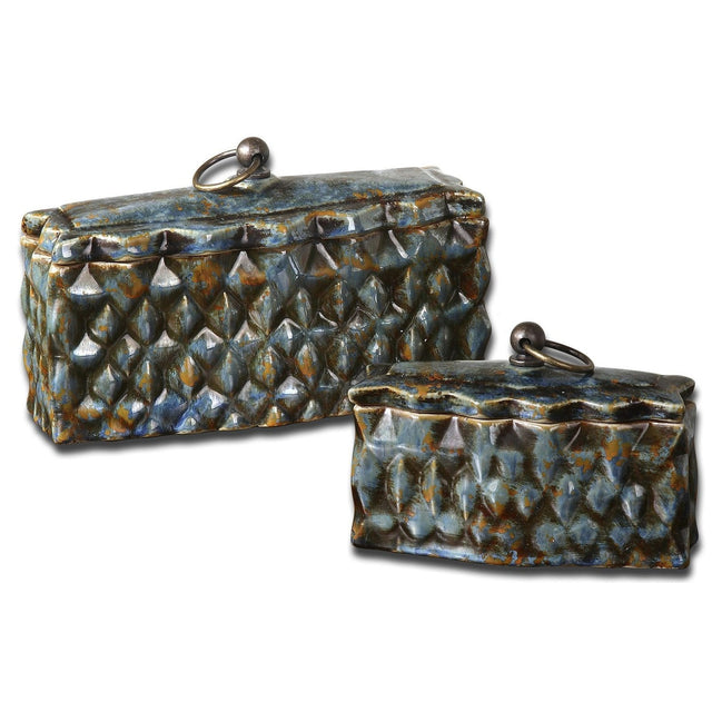 Uttermost Neelab Ceramic Containers - Set Of 2 - Home Elegance USA