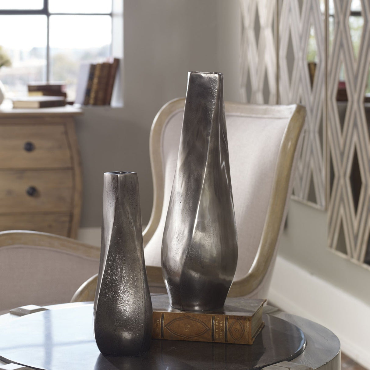 Uttermost Noa Dark Nickel Vases - Set Of 2 - Home Elegance USA